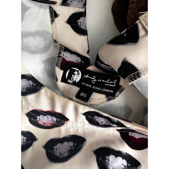 Bells Andy Warhol Marilyn Monroe Lips Pop Art Top M/L - Picture 3 of 7